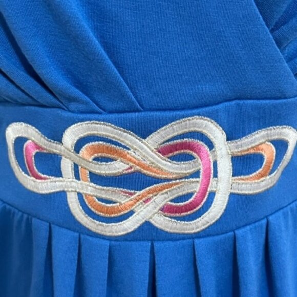 Bob Mackie Wearable Art Blue Embroidered Top w/ Back Tie - Picture 3 of 5